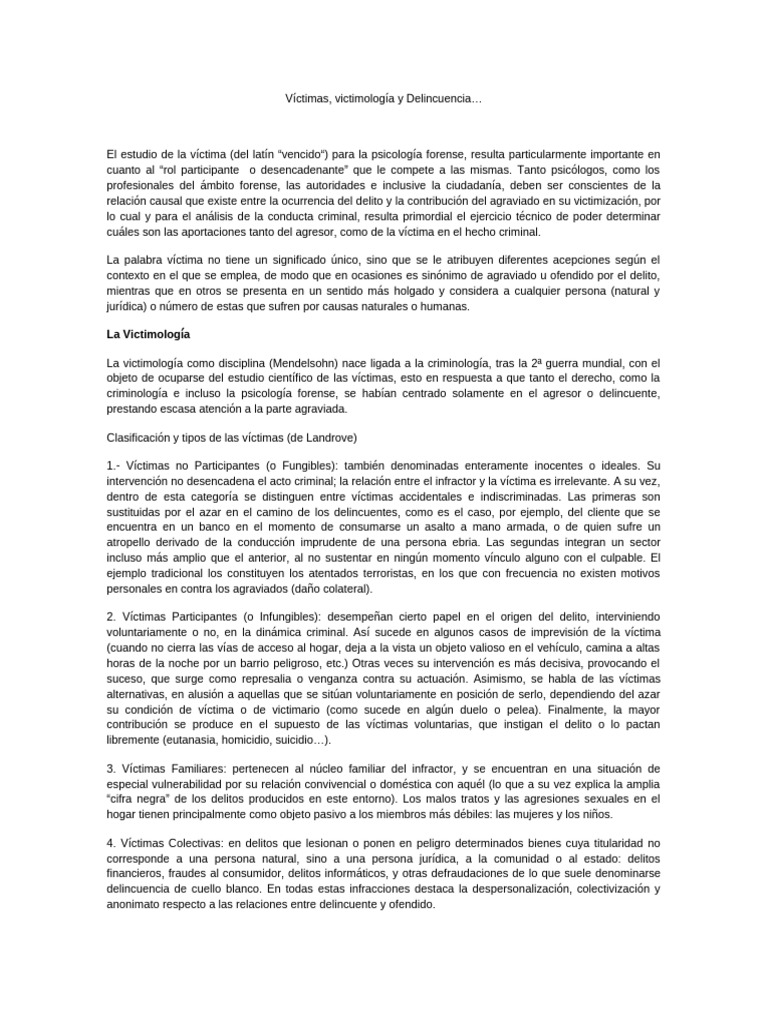 Tipos de Víctimas en Victimología | PDF | Victimologia | Criminología