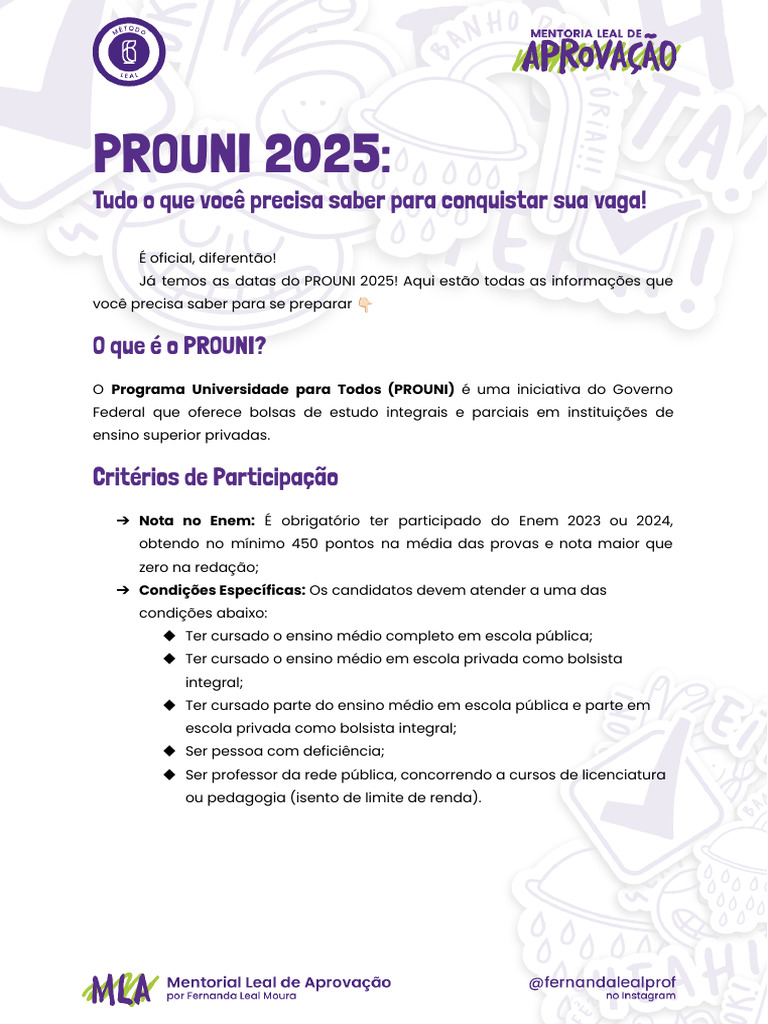 Manual do Bolsista PROUNI 2025 | PDF