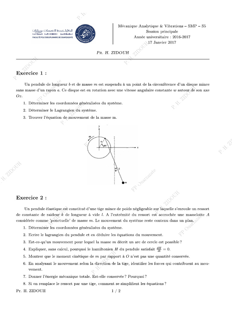 SMP S5 MAV Examen SP 2016 2017 | PDF