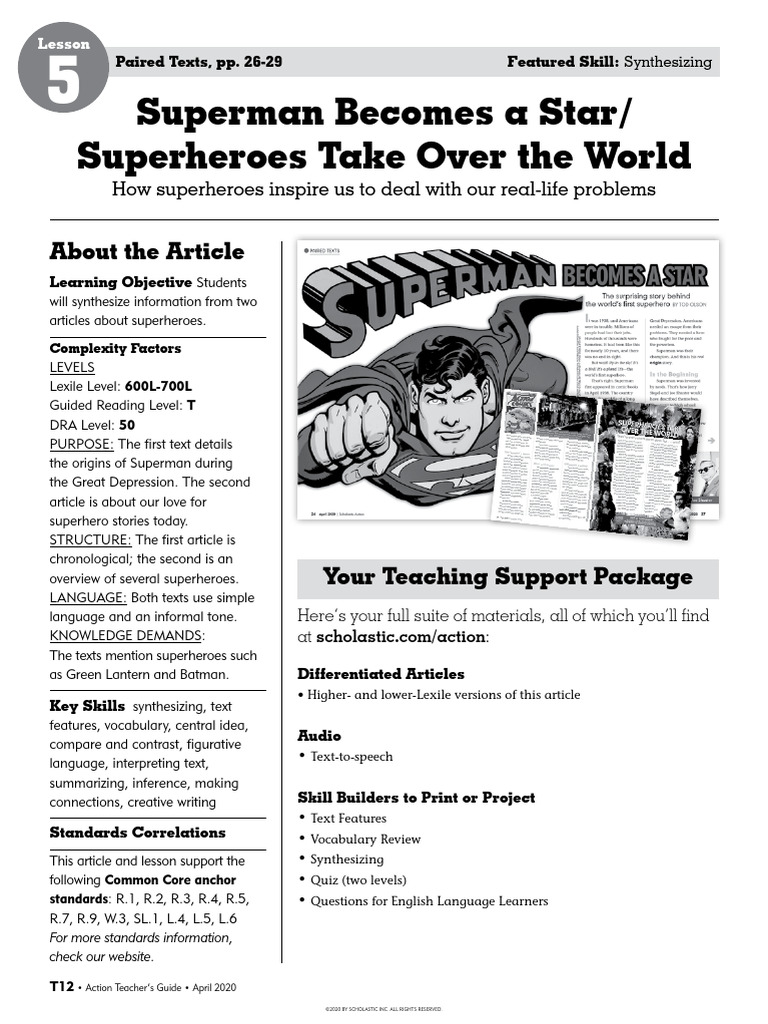 Synthesizing Superhero Stories Lesson | PDF | Superman | Comics