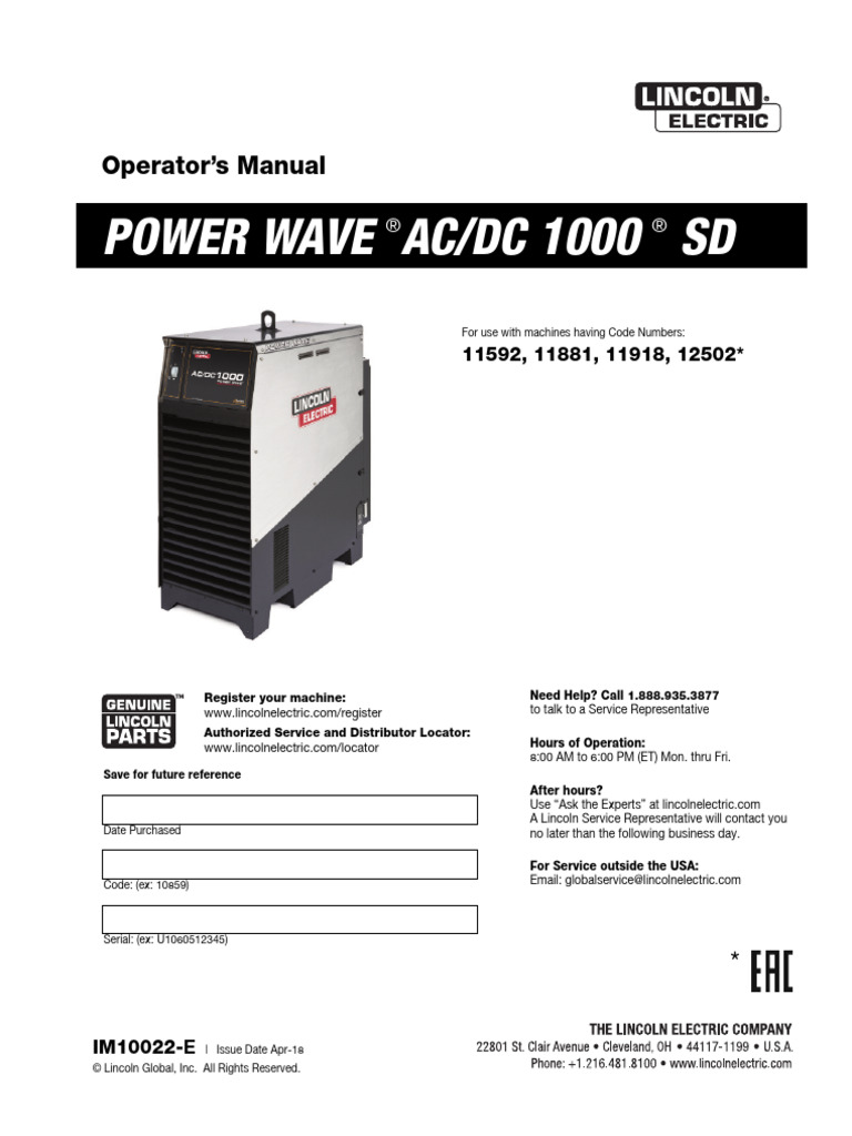 Power Wave AC_DC1000 SD | PDF | Welding | Construction