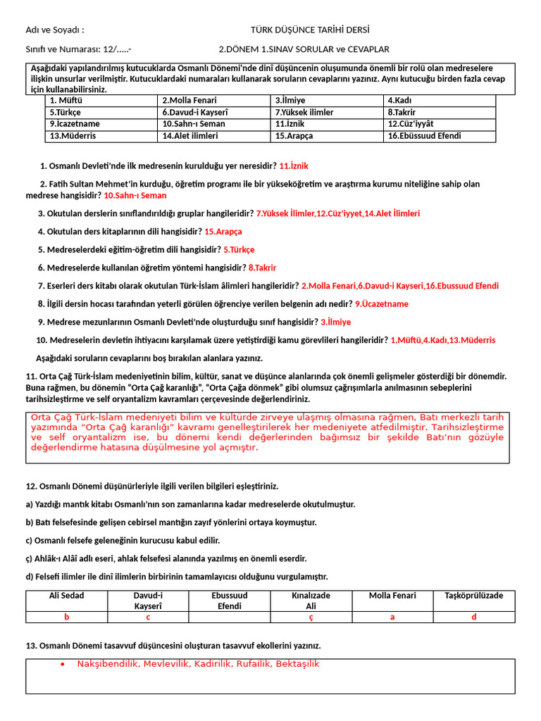Turk Dusunce Tarihi 2 1 Sorular Ve Cevaplar Pdf