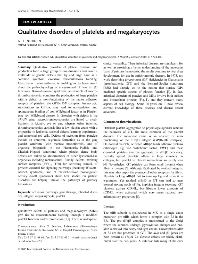 J Thromb Haemost 2005 1773 PDF Platelet Integrin