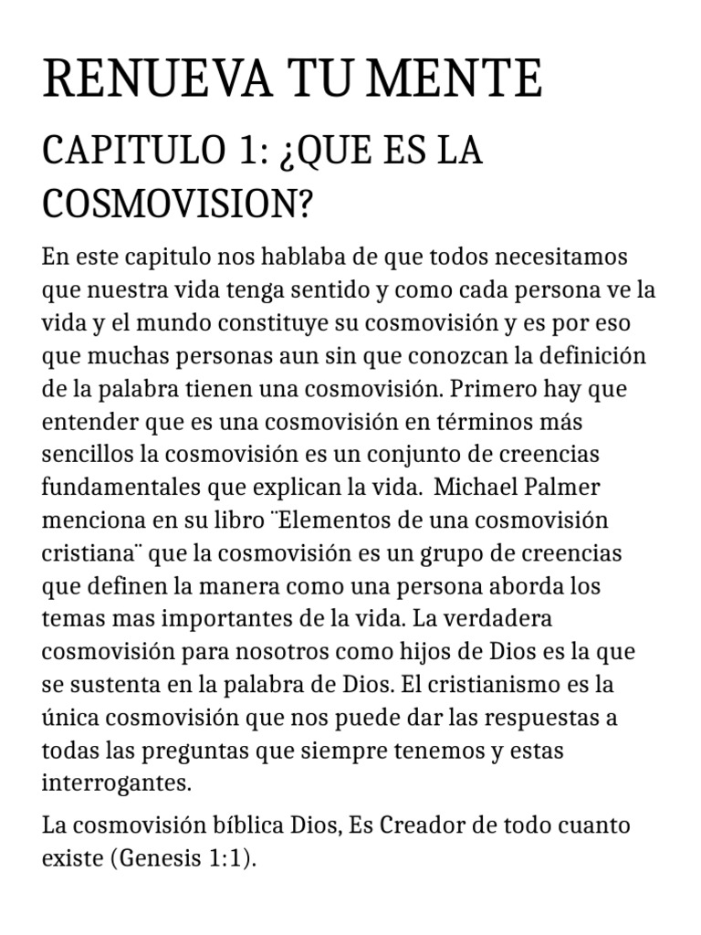 Renueva Tu Mente Capitulo 1 | PDF
