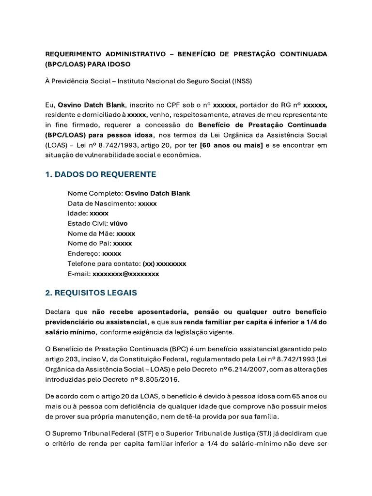 Requerimento BPC | PDF