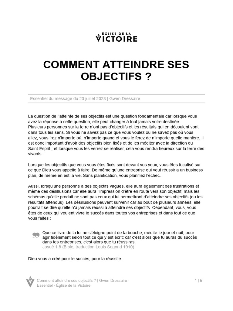 Atteindre ses objectifs efficacement | PDF | Dieu