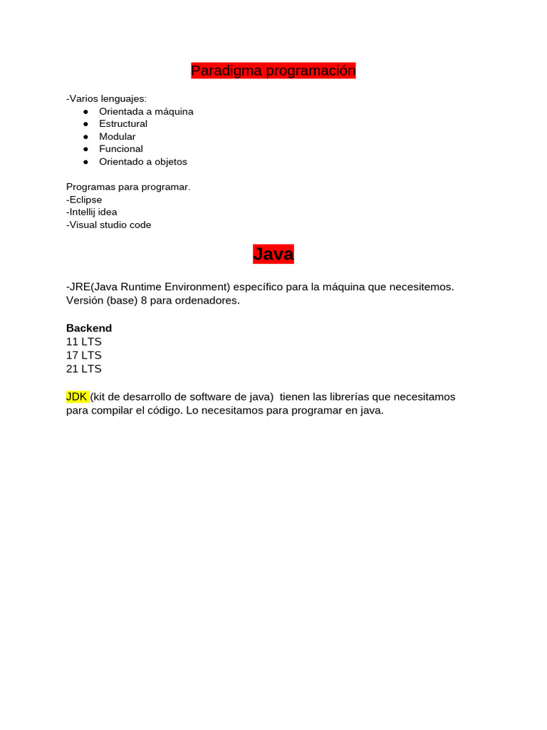 Paradigmas y herramientas de programación Java | PDF