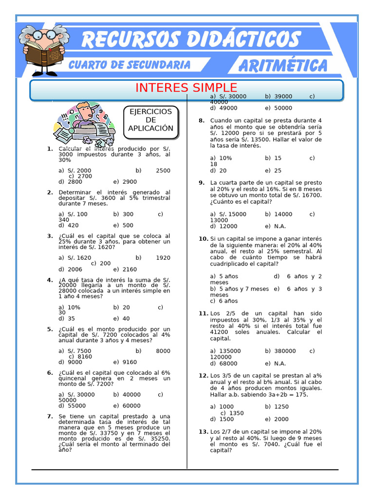 Ejercicios de Interés Simple y Cálculos | PDF | Comercio | Sector privado