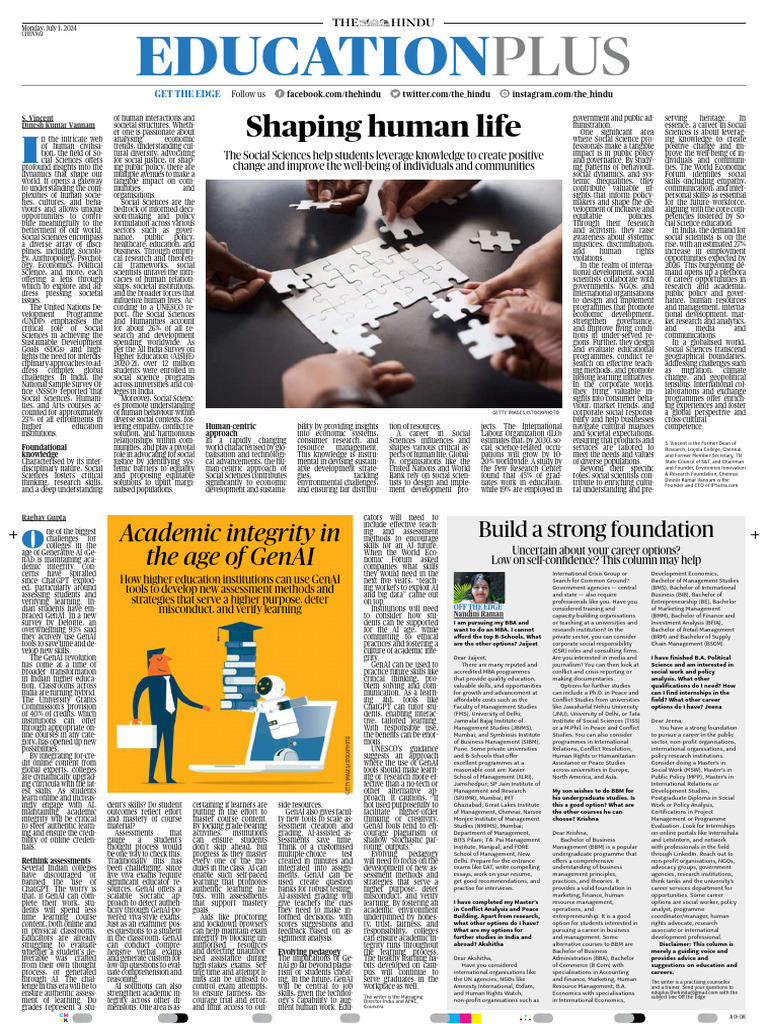 The Hindu Education Plus 01.07.2024 | PDF | Teachers | Corporate Social ...