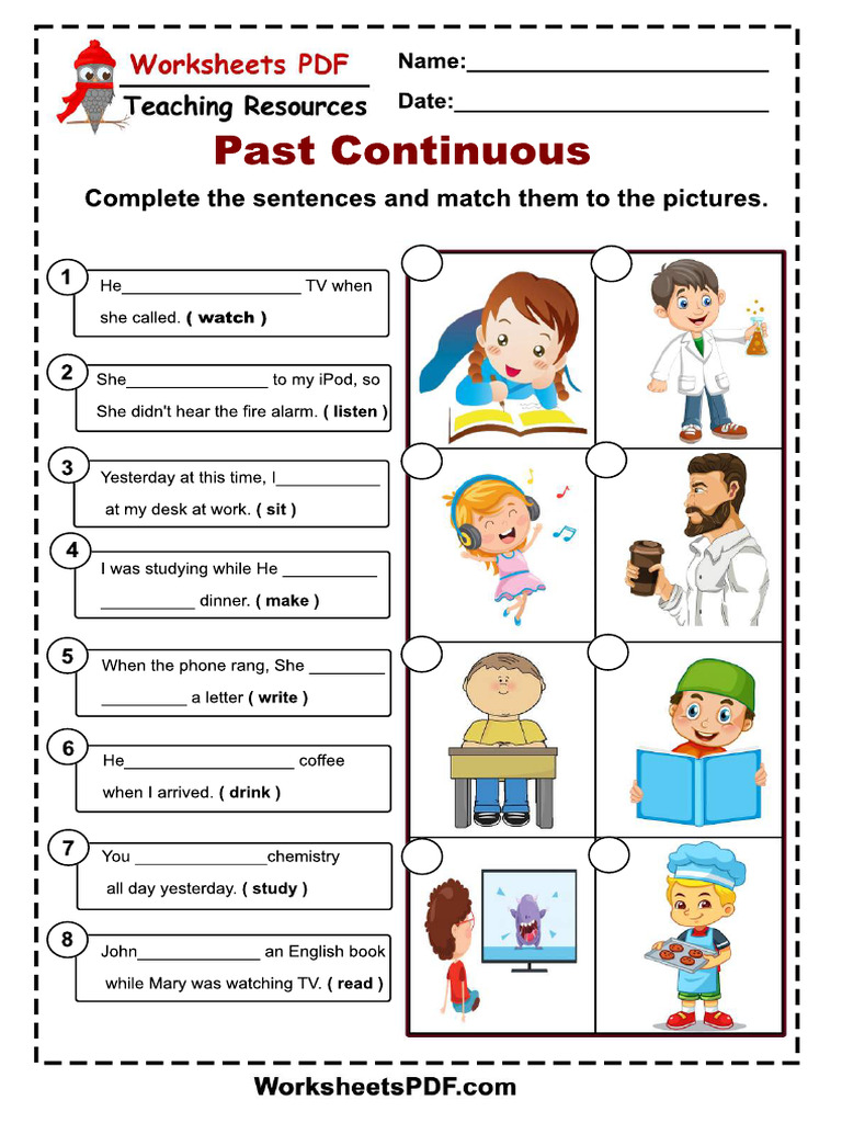 Past Continuous Exercises Worksheet | PDF