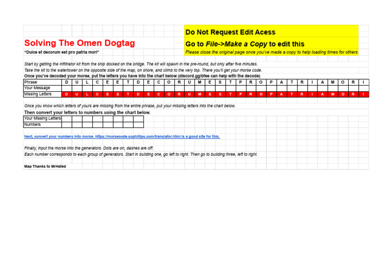 Solving The Omen Dogtag Automagically - Sheet1 | PDF