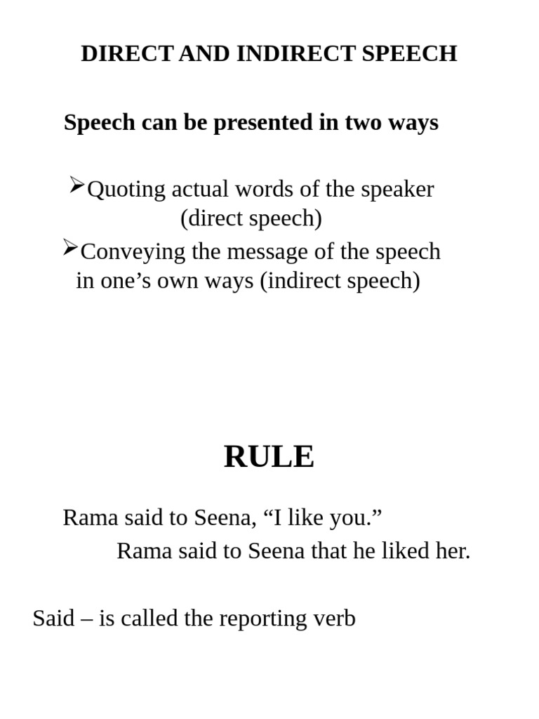 Direct and Indirect Speech Rules | PDF | Grammar | Linguistics