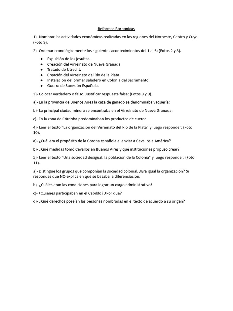 Actividad Reformas Borb-Nicas | PDF
