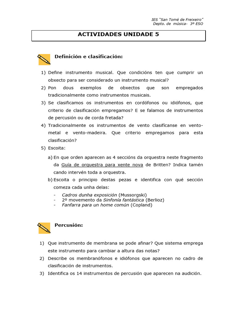 Actividades Unidade 5 | PDF
