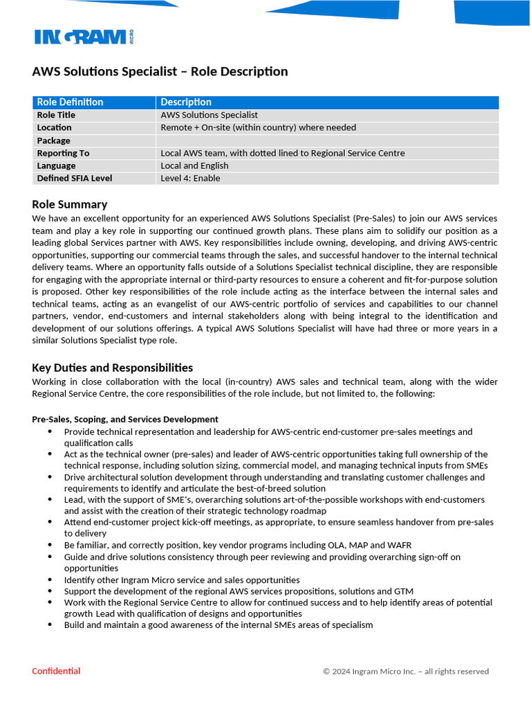 AWS Solutions Specialist Role Overview | PDF | Amazon Web Services