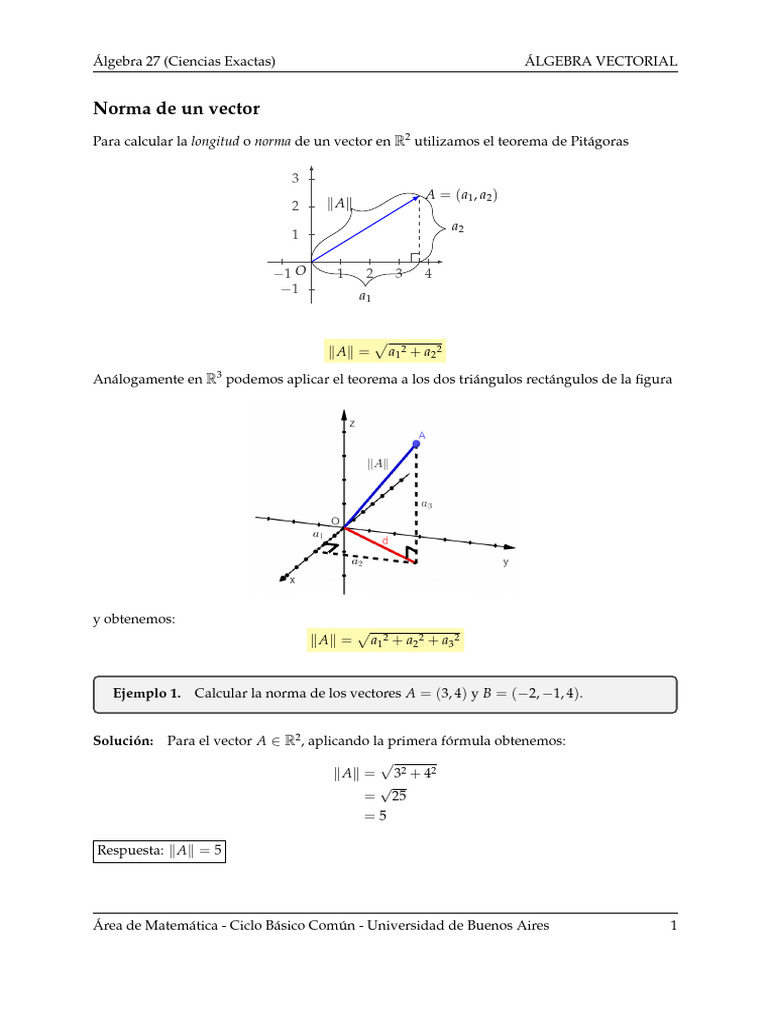 Norma y Distancia de Vectores en R2 y R3 | PDF | Raíz cuadrada | Vector ...