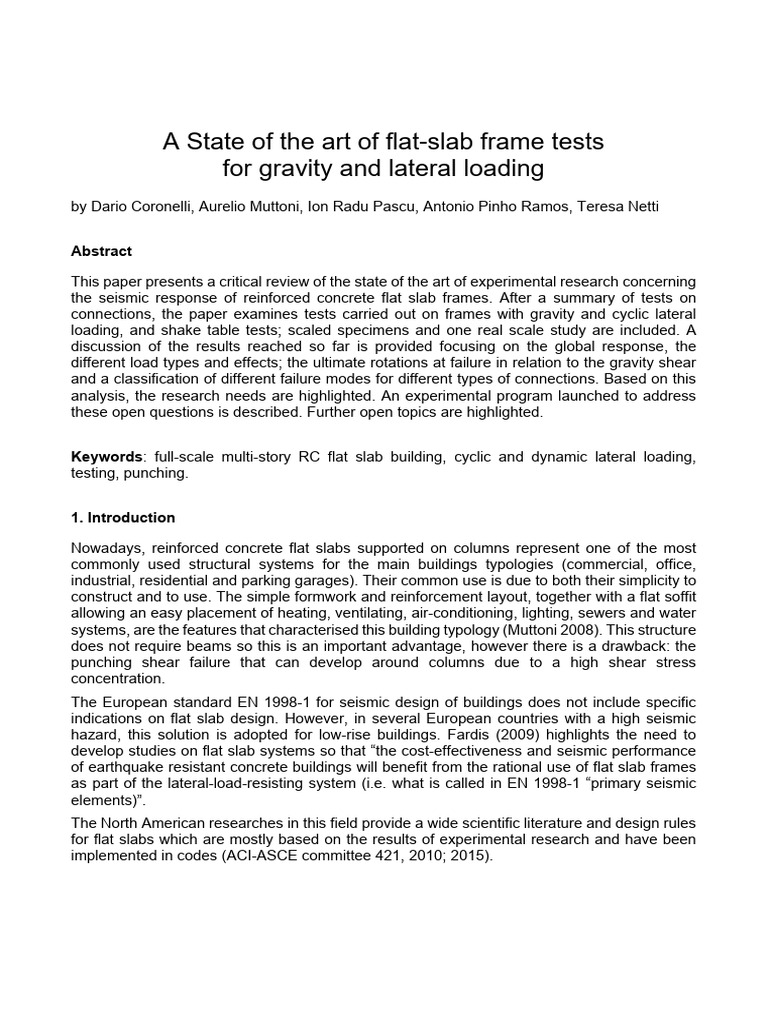 Flat-Slab Frame Testing for Seismic Response | PDF | Earthquake ...