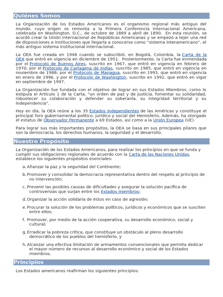 Trabajo De La Oea Pdf Relaciones Internacionales