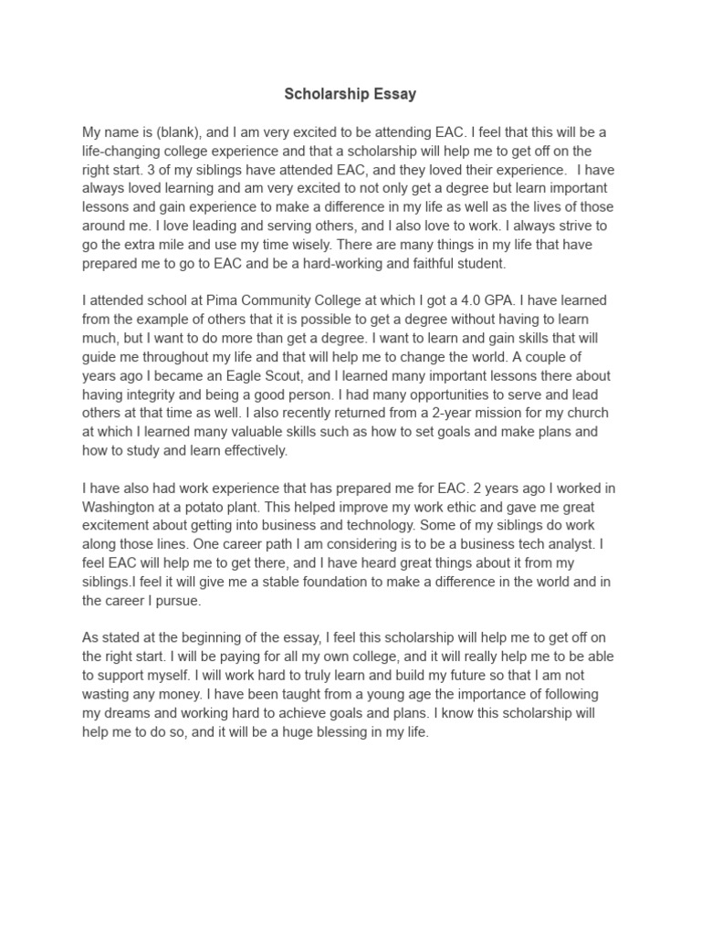 Example Scholarship Essay | PDF