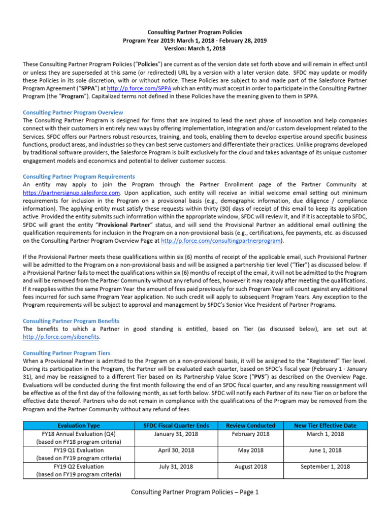 Salesforce Consulting Partner Policies | PDF | Revenue | Trademark