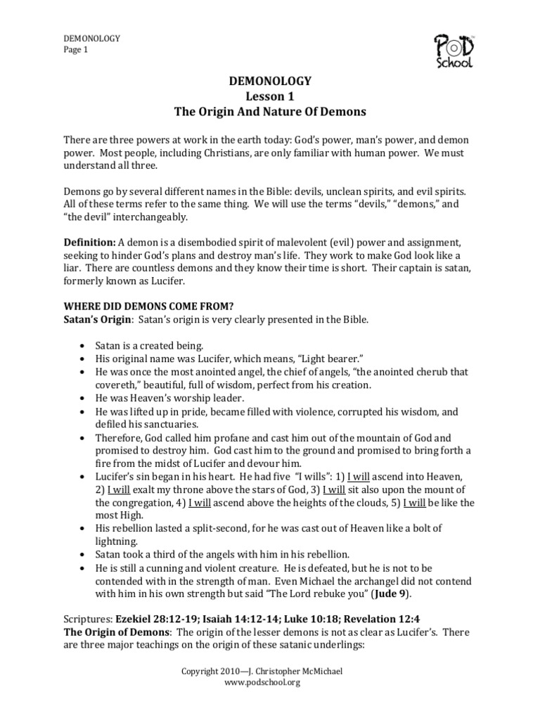 Understanding Demons in Podschool Course | PDF | Demons | Satan