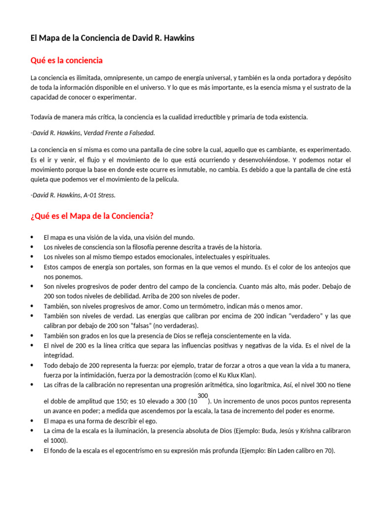 Mapa de la Conciencia de David Hawkins | PDF | Amor | Ira