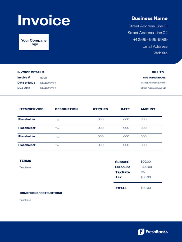 PDF Invoice Templates US Template 01 | PDF