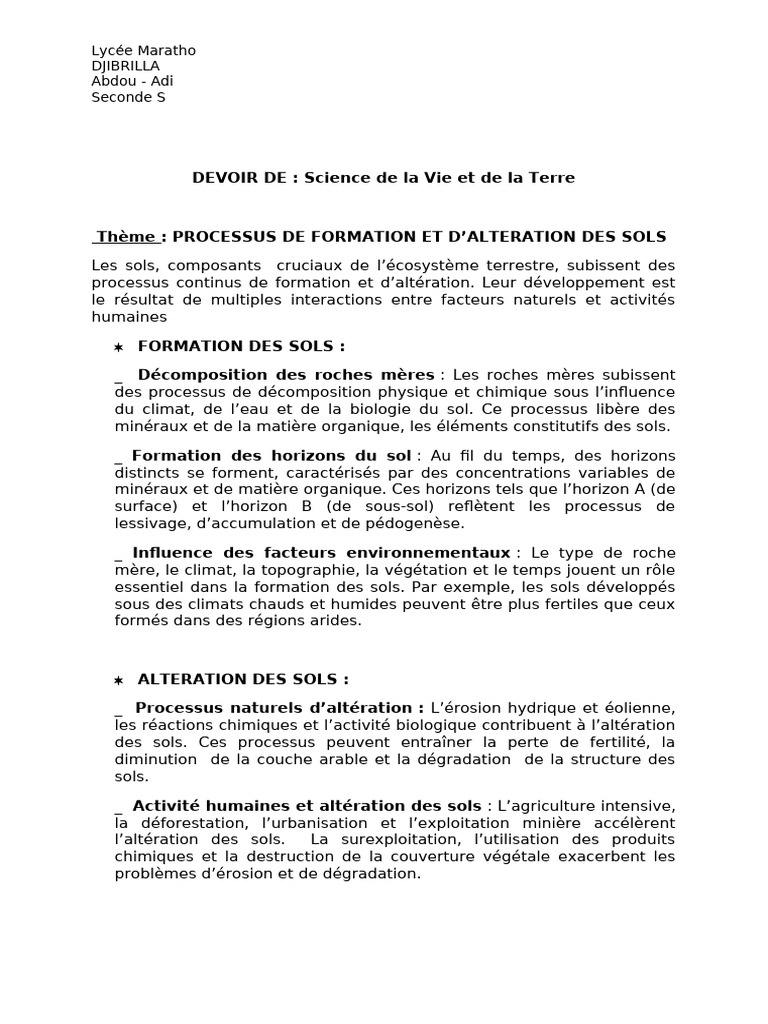Processus de formation des sols | PDF | Sol (pédologie) | Environnement ...