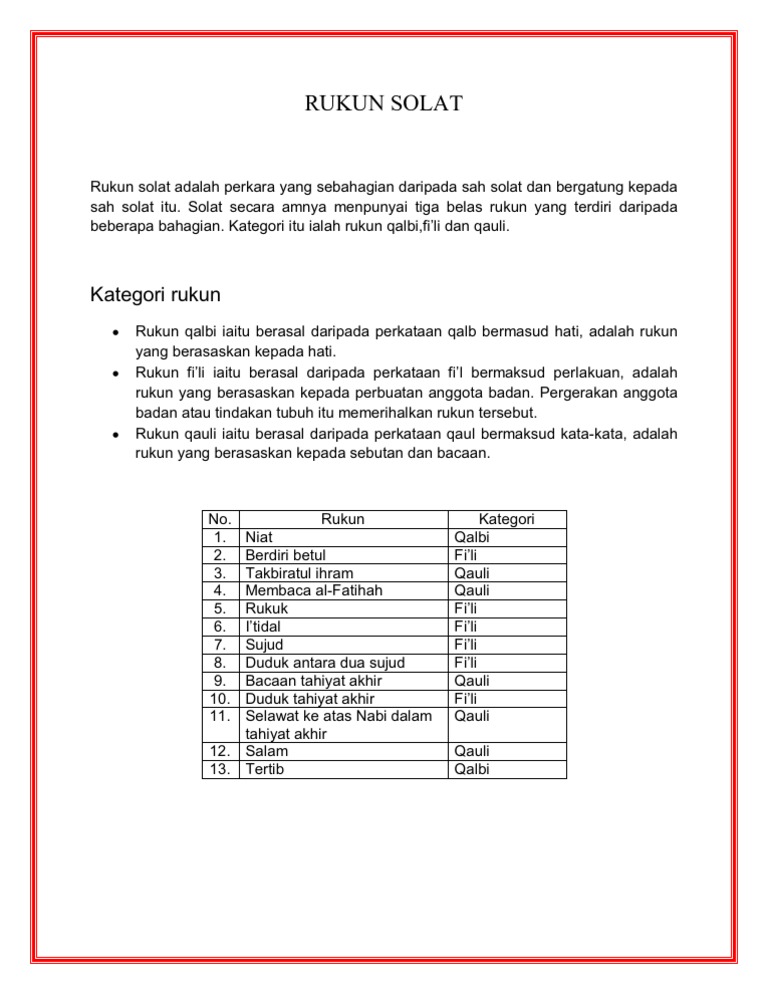 Rukun Solat | PDF