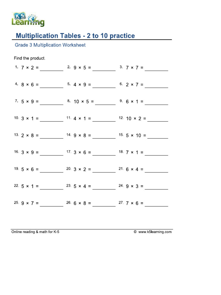 Tables Worksheet 3 | PDF