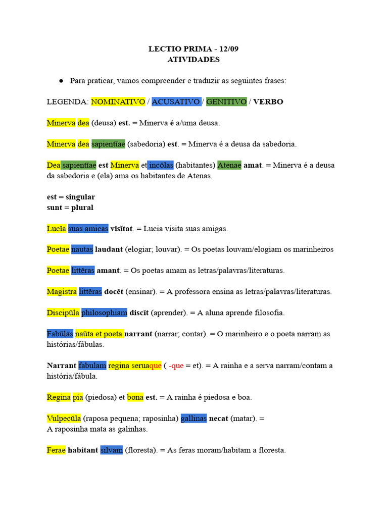 Prática de Singular e Plural em Latim | PDF | Linguística