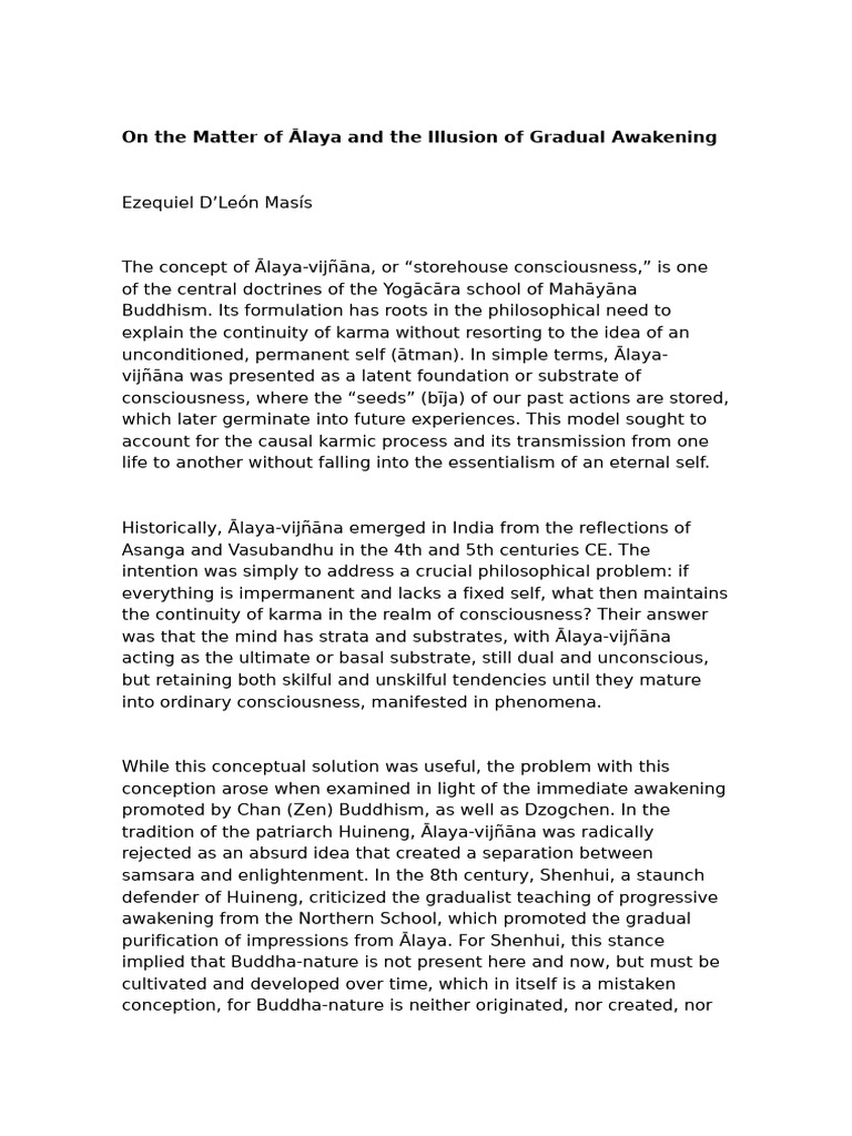 Ālaya and the Illusion of Gradual Awakening | PDF | Spirituality ...