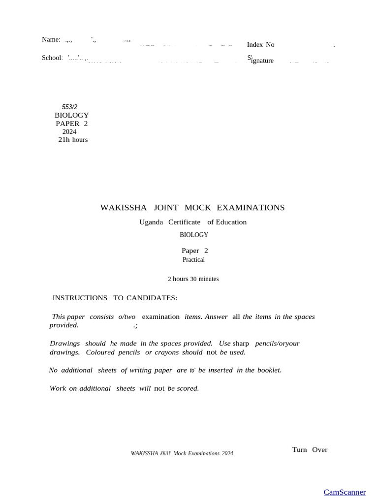 2024 Biology Mock Exam Paper 2 | PDF