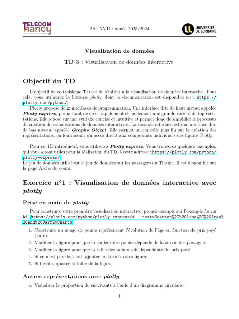 Initiation à Plotly pour visualisation interactive | PDF