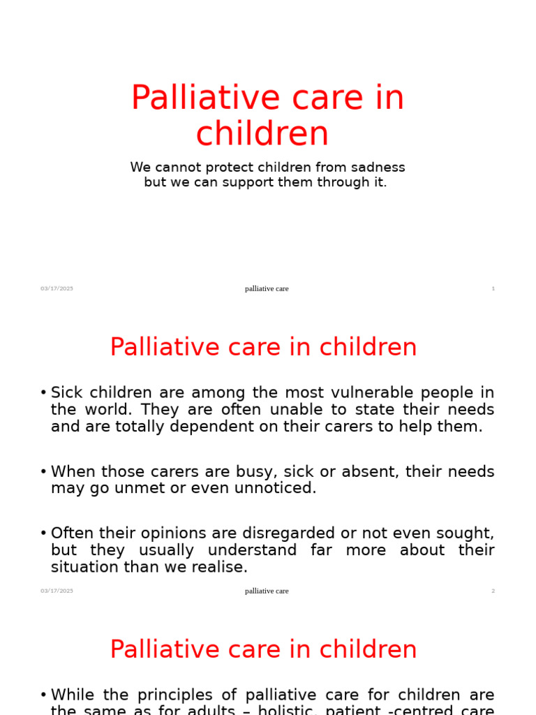 Palliative Care in Children (1) SIR | PDF | Stress (Biology ...