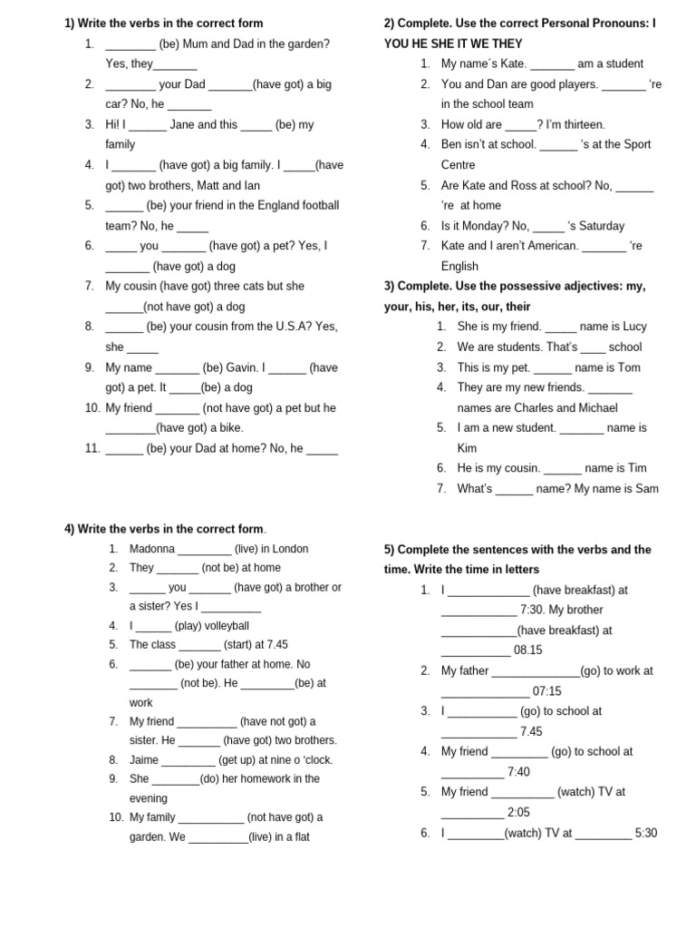 English Grammar Exercises for Beginners | PDF | Linguistics | Syntax