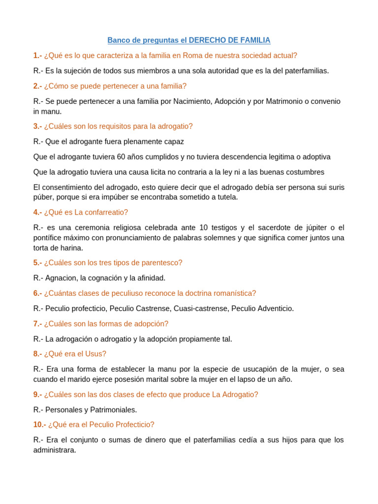 Adrogatio y Peculio en Derecho Familiar | PDF