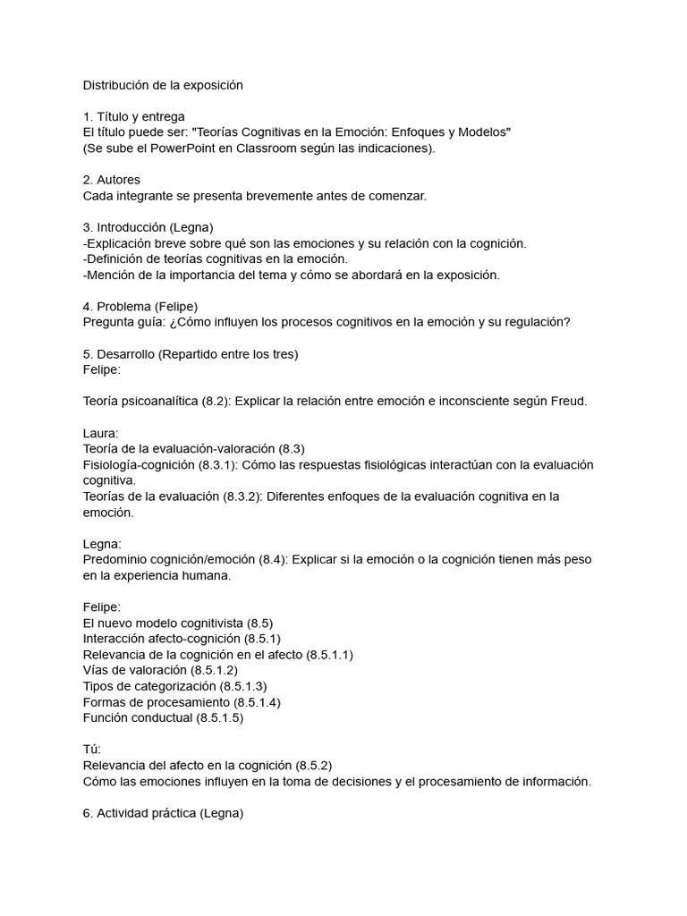 Teorías Cognitivas de la Emoción | PDF | Las emociones | Cognición