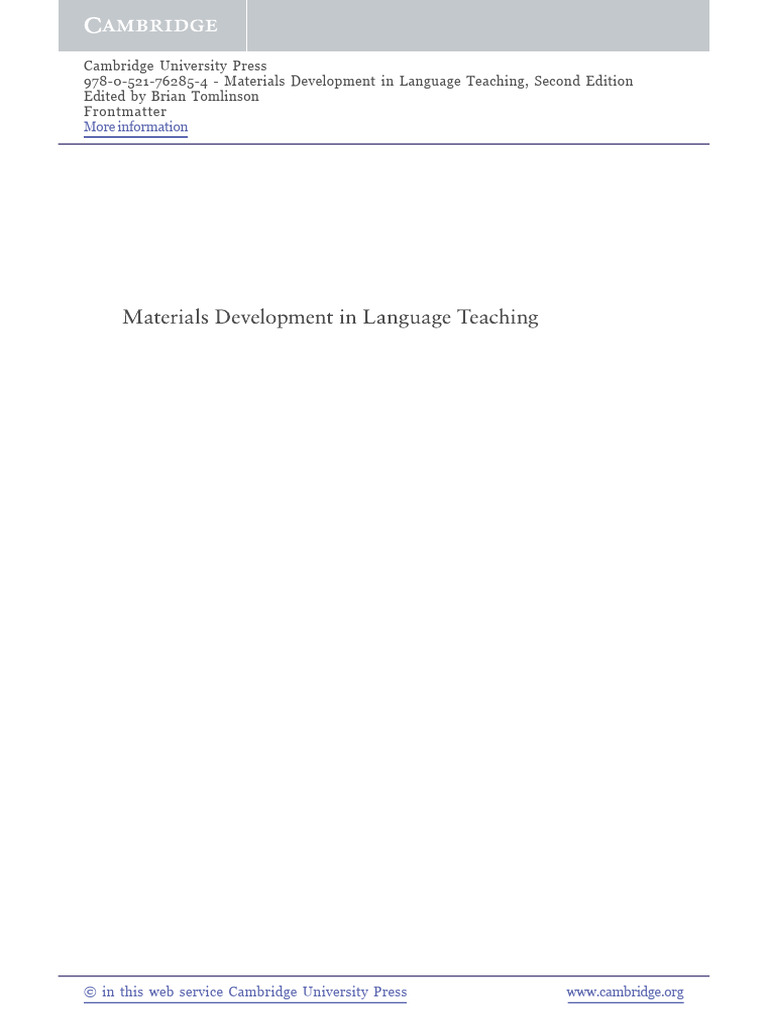 Tomlinson's Materials Development Guide | PDF