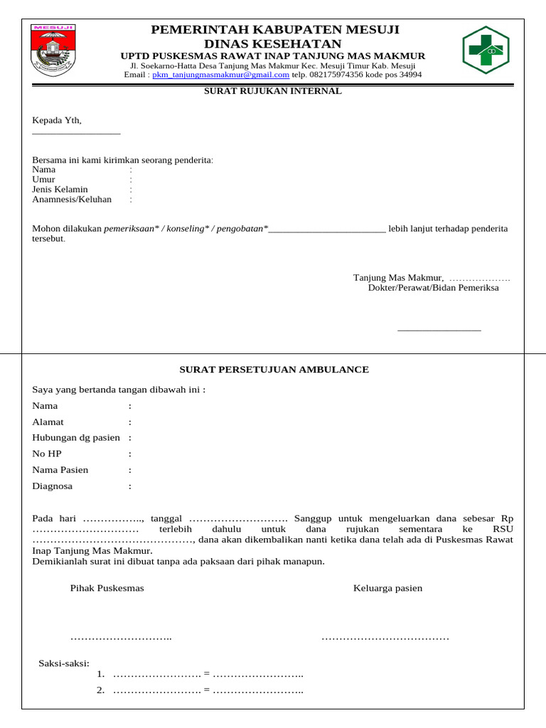 Surat Rujukan Internal Puskesmas | PDF
