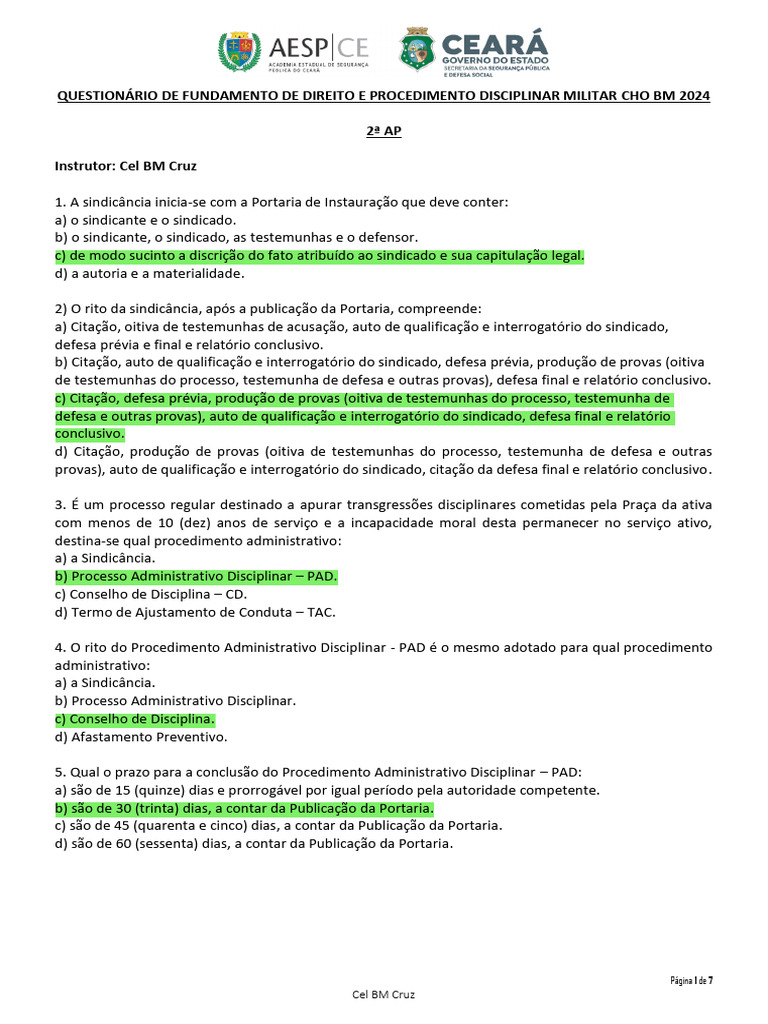 Procedimentos Disciplinares Militares BMCE | PDF | Oficial (Forças ...