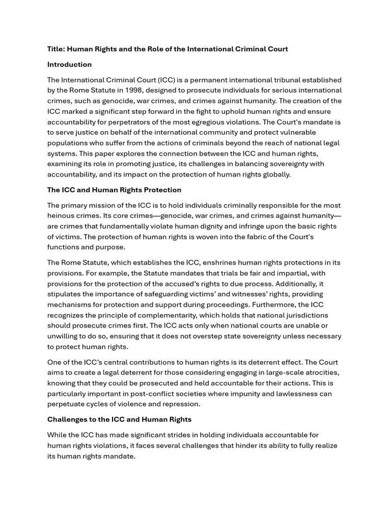 ICC's Role in Human Rights Protection | PDF | International Criminal ...