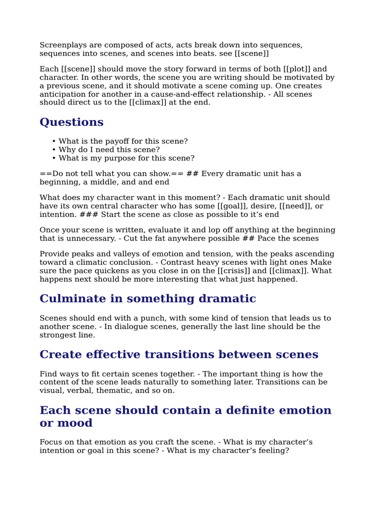 Crafting Effective Scenes in Screenplays | PDF
