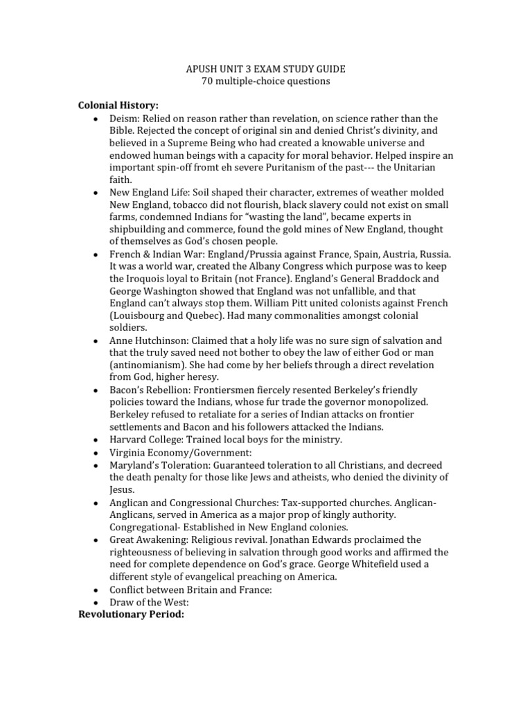Apush Unit 3 Exam Study Guide | PDF