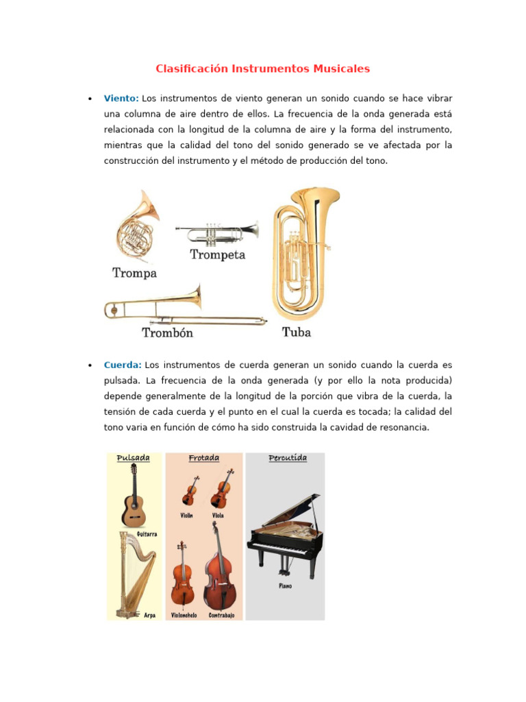 Clasificación Instrumentos Musicales | PDF
