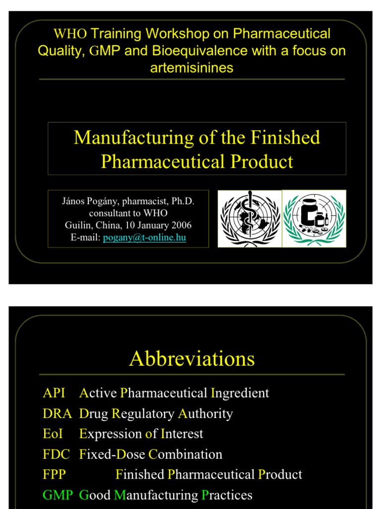Manufacturing Finished Pharma Product Pharmaceutical Formulation