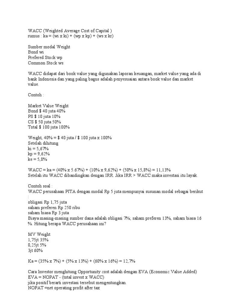Contoh Soal Dan Jawaban Wacc Dunia Sosial