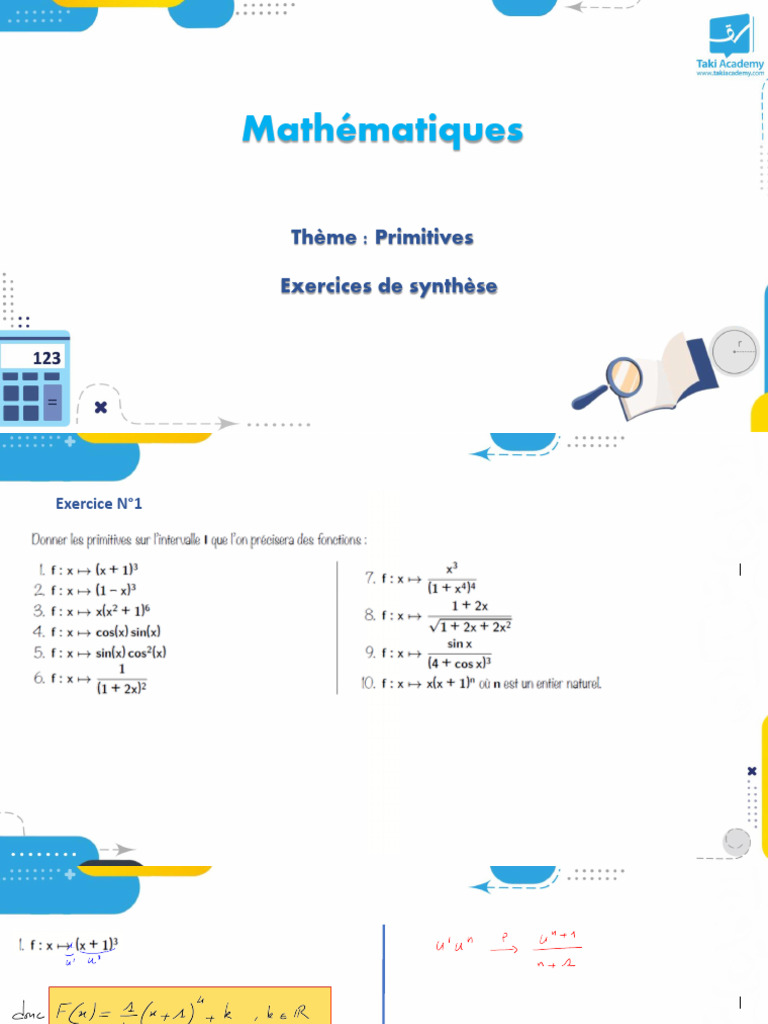 Exercices de Primitives en Mathématiques | PDF
