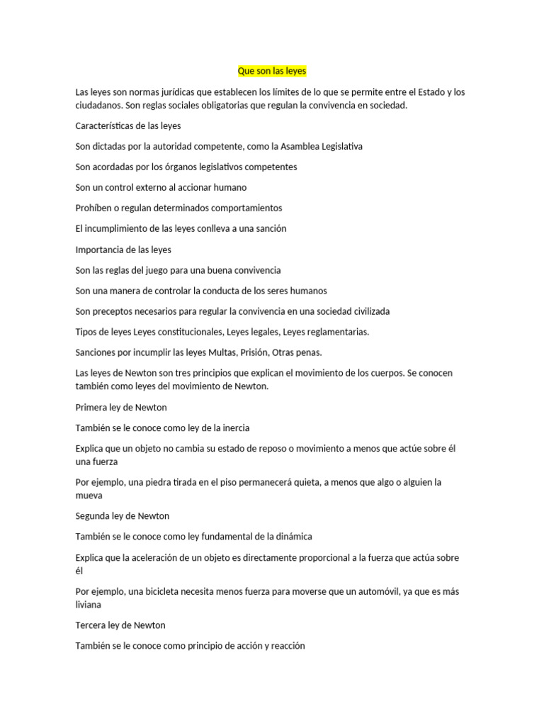 ¿Qué son las leyes y su importancia? | PDF