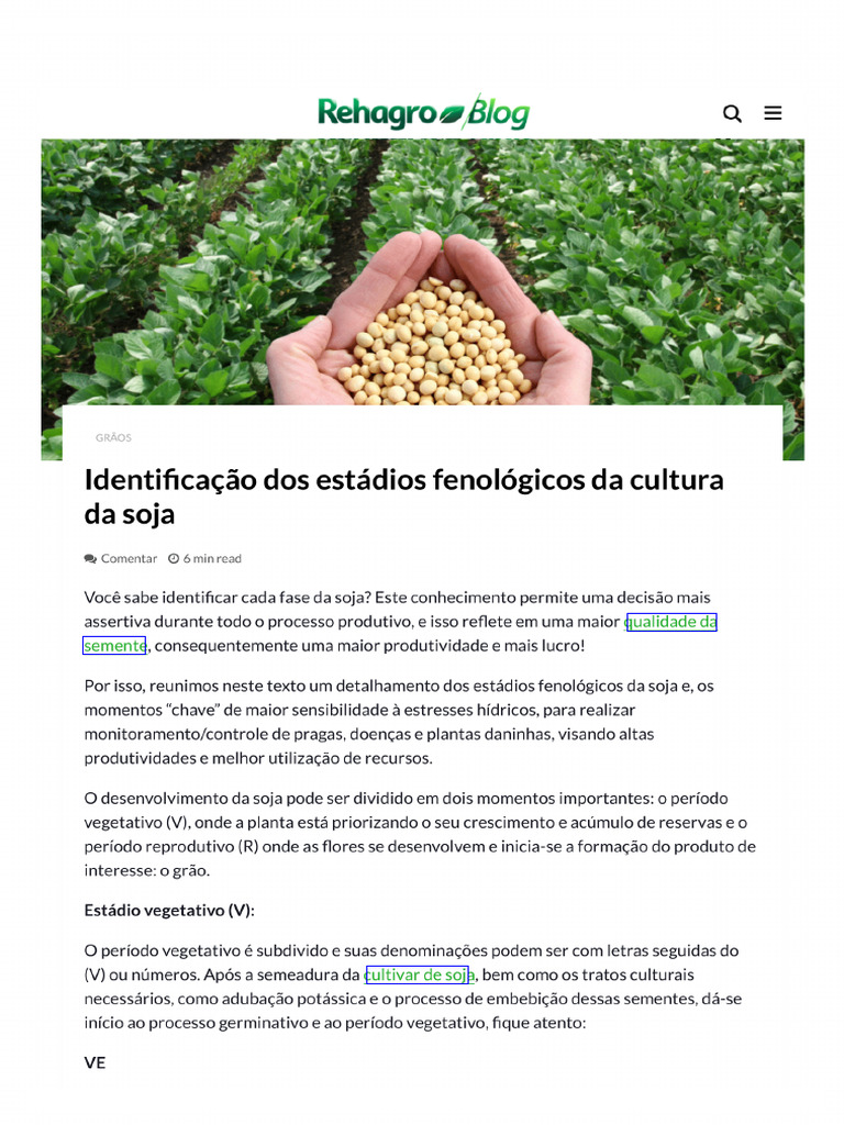 Identificacao Dos Estadios Fenologicos Da Soja | PDF